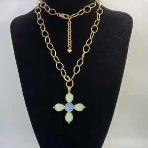 Brighton Gold Toned Versailles Mercury Cross Pendant Necklace
